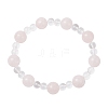 Natural Rose Quartz & Synthetic Quartz Crystal Round Beaded Stretch Bracelets BJEW-JB12246-02-2