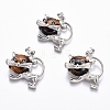 Natural Tiger Eye Kitten Pendants G-J386-C08-1