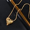 304 Stainless Steel Textured Heart Pendant Snake Chain Necklaces NJEW-U026-11G-1