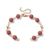 Dyed Natural Lava Rock Round Beaded Chain Bracelet Making AJEW-JB01206-03-1