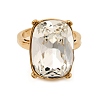 304 Stainless Steel Pave Single Cubic Zirconia Cuff Open Rings for Women RJEW-A294-02G-2