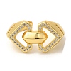 Heart Brass Micro Pave Clear Cubic Zirconia Open Cuff Rings RJEW-U008-15G-2