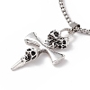 Alloy Skull Cross Pendant Necklace with 304 Stainless Steel Box Chains NJEW-C007-06AS-1