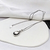 Natural Black Lip Shell 304 Stainless Steel Teardrop Pendant Necklaces for Women WGF5E8A-01-1