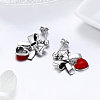 925 Sterling Silver Enamel Dangle Earrings EJEW-FF0007-12AS-4