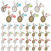 40Pcs 8 Style Oval Alloy Pendant Locket Pendant Decorations HJEW-AB00200-1