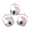 Natural Rose Quartz & Obsidian Big Pendants G-Z142-01P-B01-1