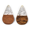 Transparent Resin & Walnut Wood Pendants RESI-N025-030-A02-3