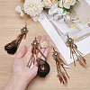 2Pairs 2 Styles Alloy Feather Dangle Earrings EJEW-UN0006-97-2