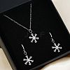 Elegant Brass Micro Pave Clear Cubic Zirconia Snowflake Hoop Earrings & Pendant Necklaces for Women ET8021-2-2