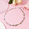Bohemian Round Glass Seed Beaded Necklaces with Antique Silver Tone Alloy Heart Charms NJEW-JN05216-1