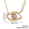 Brass Crystal Rhinestone Hollow Blue Lucky Evil Eye Pendant Necklaces for Everyday Wear QE7385-2-4