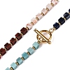 Cube Natural Agate Beaded Necklaces for Women NJEW-T017-06G-3