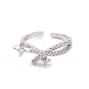 Clear Cubic Zirconia Asterism Open Cuff Ring RJEW-B028-10P-2