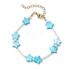 Natural White Shell Star & Glass Seed Beaded Bracelets for Women BJEW-JB13282-3