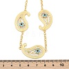 Brass Micro Pave Clear & Sky Blue Cubic Zirconia Teardrop Evil Eye Link Chain Necklaces KK-H203-14G-5