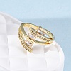 Brass Micro Pave Clear Cubic Zirconia Cuff Rings for Women RJEW-U043-15G-3