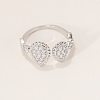 Brass Micro Pave Cubic Zirconia Cuff Open Rings for Women BQ0682-4-1