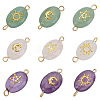 18Pcs 9 Styles Natural Green Aventurine & Amethyst & Rose Quartz Connector Charms PALLOY-HY00037-1