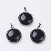 Natural Dyed & Heated Black Agate Pendants G-E436-02E-2