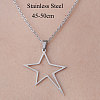 201 Stainless Steel Hollow Star Pendant Necklace NJEW-OY001-47-3
