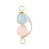 Copper Wire Wrapped Natural Rose Quartz & Dyed Blue Quartz Round Beded Links Connector Charms PALLOY-JF04678-01-1
