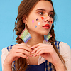 ANATTASOUL 6 Pair 6 Style Rainbow Color Pride Heart Acrylic & Polymer Clay Lollipop & Polyester Tassel Dangle Earrings EJEW-AN0003-33-4