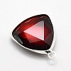 Silver Color Plated Brass Glass Triangle Pendants X-GLAA-J012-S-3