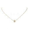 Brass Micro Pave Clear Cubic Zirconia Column Bead and Love Disc Pendant Cable Chain Necklaces NJEW-JN05768-3