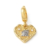 Christmas Brass Rhinestone Heart Pendant Decorations KK-H498-01G-03-1