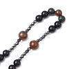 Natural Tiger Eye & Obsidian & Bloodstone Rosary Bead Necklaces NJEW-JN05114-01-5