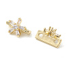 Rack Plating Brass Pave Clear Cubic Zirconia Flower Slide Charms KK-G464-01LG-3