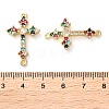 Rack Plating Brass Cubic Zirconia Religion Cross Connector Charm KK-C084-11C-G-3