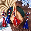 Crafans 4Pcs 2 Style Independence Day Theme Wooden Ring & Woolen Yarn Tassels Pendant Decorations HJEW-CF0001-20-14