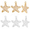 10Pcs 2 Colors Brass Micro Pave Cubic Zirconia Pendants KK-BBC0019-01-1