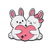 Cute Animal Hug with Heart Enamel Pins PALLOY-D361-01EB-04-1