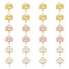 24Pcs 3 Colors Brass Pave Cubic Zirconia Rectangle Connector Charms KK-TA0009-18-1