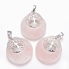 Natural Rose Quartz Pendants G-F573-C12-1