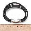 Natural Rose Quartz & Braided Microfiber Leather Multi-strand Bracelets for Women Men GG-CBAEA55-01D-5