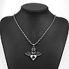 Rock Punk 316L Surgical Stainless Steel Angel Wing with Heart Pendant Necklaces For Men NJEW-BB01309-4