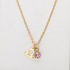 304 Stainless Steel Light Rose Rhinestone Birth Stone Constellation Pendant Necklaces FS-WG76580-10-1