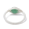 Horse Eye Natural Green Aventurine & Amethyst & Rose Quartz Finger Rings RJEW-JR00843-02-5