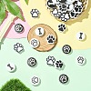60Pcs 6 Styles Dog Bone Print Wooden European Beads WOOD-CJ0002-39-5
