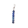12Pcs 12 Styles Natural Mixed Stone Faceted Round Beaded Pendants PALLOY-JF03556-02-2