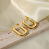 Simple Oval Stainless Steel Stud Earrings IP5325-3