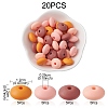 20Pcs 4 Colors Food Grade Eco-Friendly Silicone Focal Beads SIL-YW0001-12C-3