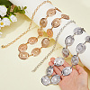 2Pcs 2 Colors Alloy Oval with Flower Link Chain Waist Belly Chains for Women AJEW-HS0001-31-3