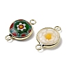 Handmade Millefiori Lampwork Flat Round Connector Charms LAMP-D002-02B-G-2