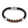 Round Natural Tiger Eye Bead Bracelets BJEW-A009-08P-01-1