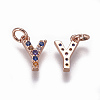 Brass Micro Pave Cubic Zirconia Charms ZIRC-L070-38Y-RG-2